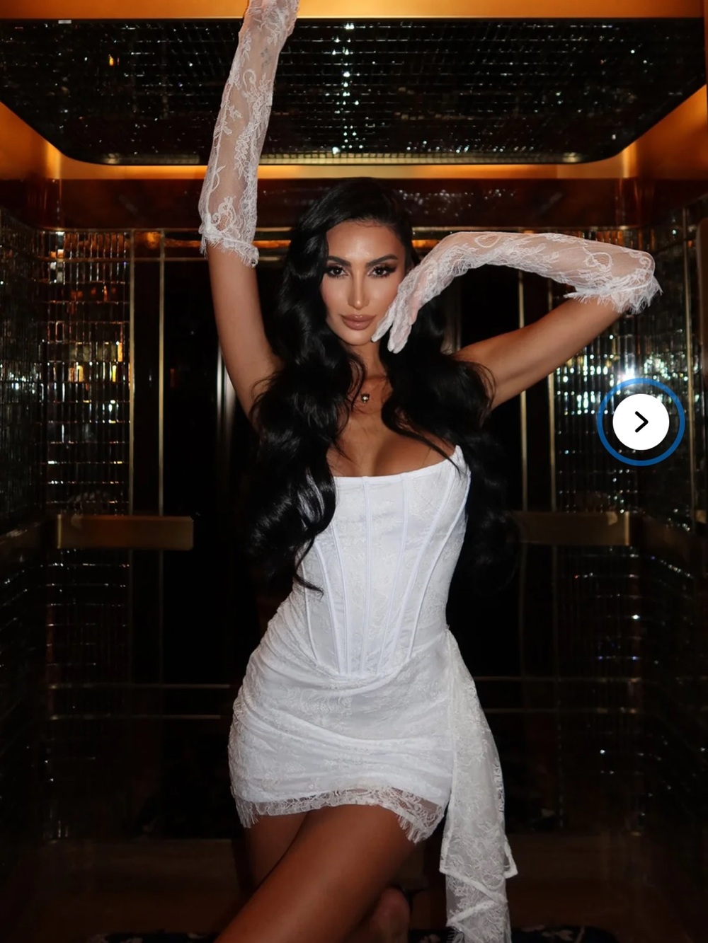 Fashion Nova White Lace Corset Dress with Sheer Detail